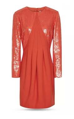 Reiss NWT Cara Sequin Long Sleeve Mini Dress — 10 Red Holiday Party NYE Cocktail